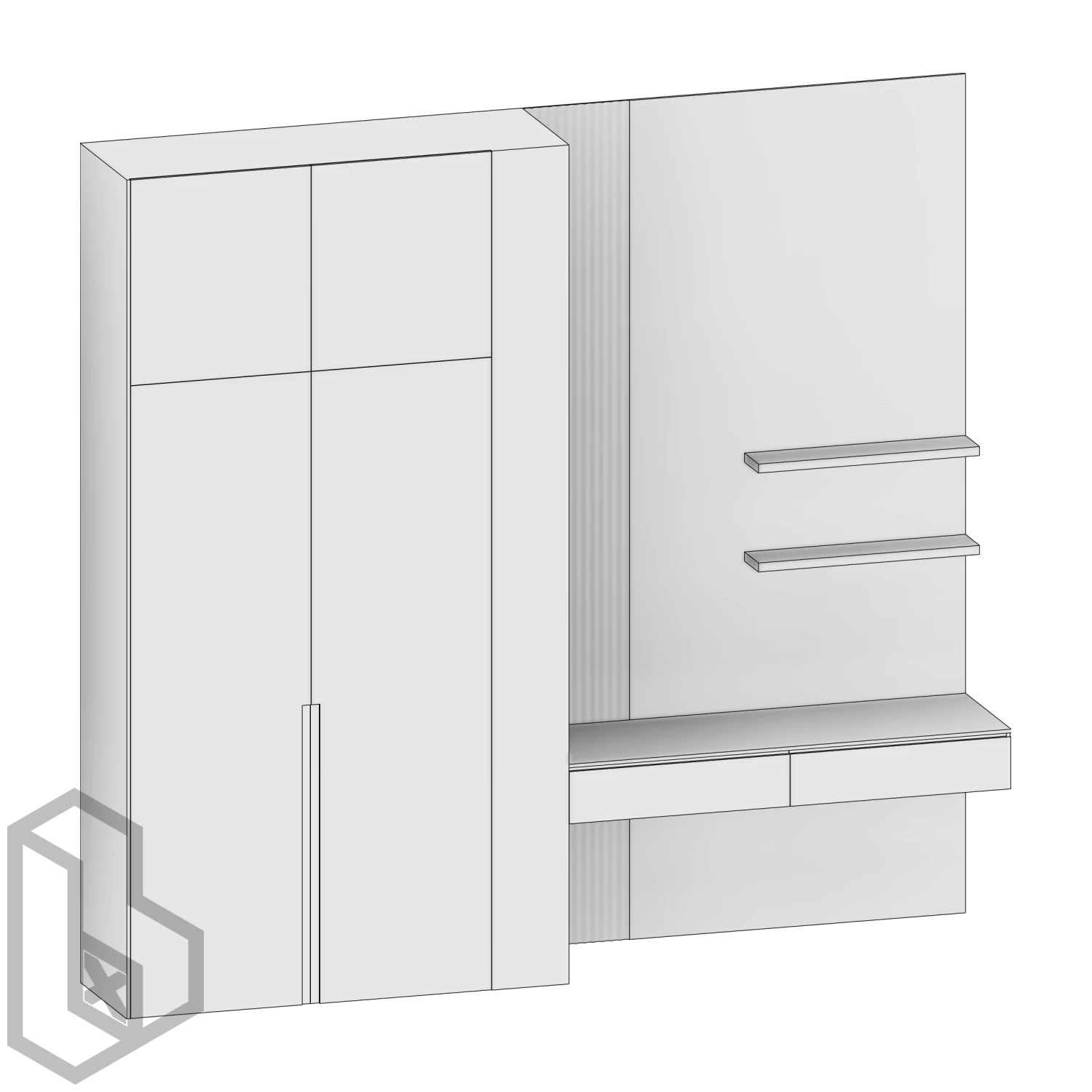 Wardrobe W Desk 4 - Image 2